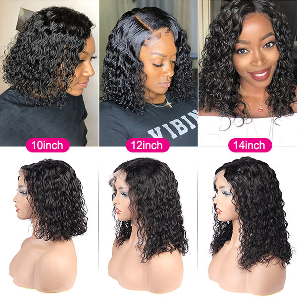 Water Wave Wig Short Hair Wigs Lace Front Bob Wig Human Hair Wavy Bob Wigs Natural Wave Hair