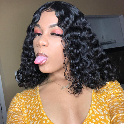 Water Wave Wig Short Hair Wigs Lace Front Bob Wig Human Hair Wavy Bob Wigs Natural Wave Hair