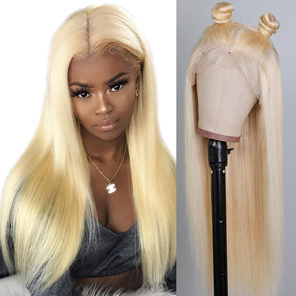 613 Closure Wig Blonde Straight Wig 4x4 Lace Closure Wig