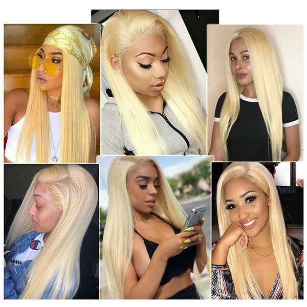 613 Closure Wig Blonde Straight Wig 4x4 Lace Closure Wig