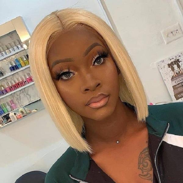 Blonde 613 Straight BoB Wig,Short Wig Middle Part Lace Frontal Human Hair