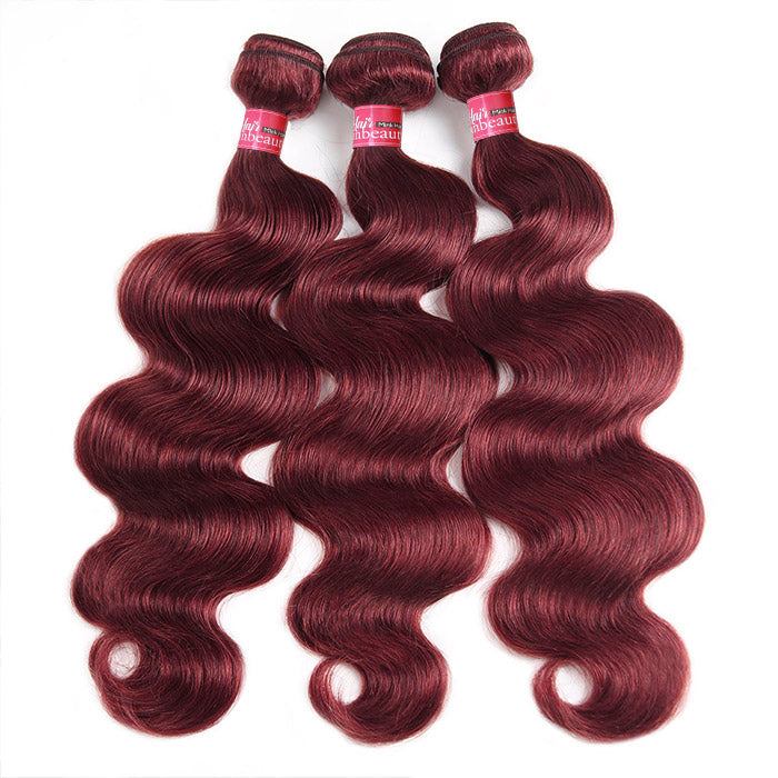 Burgundy Body Wave Hair Wavy 3 Bundles Pack Brazilian Human Hair