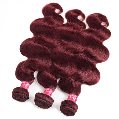 Burgundy Body Wave Hair Wavy 3 Bundles Pack Brazilian Human Hair