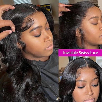 4x4 Undetectable Lace Wigs Body Wave Lace Closure Wig 30 Inch Long Glueless Wigs With Natural Hairline