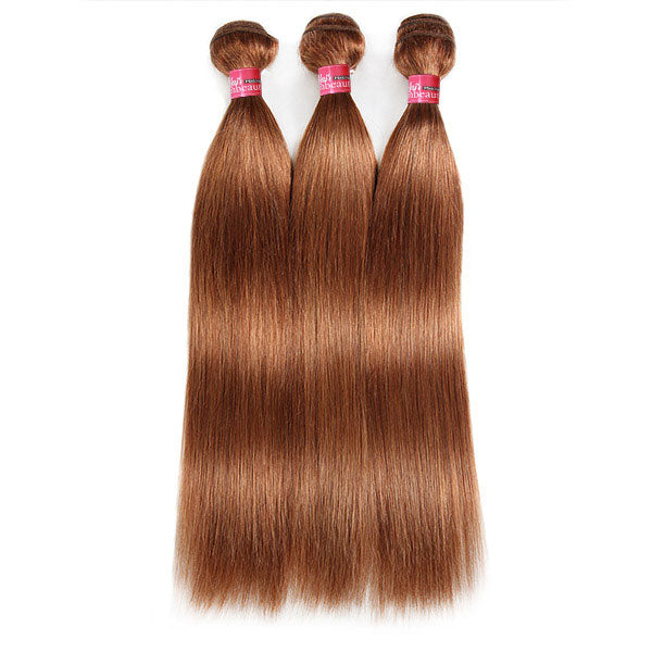Bone Straight Human Hair With Lace Closure 3 Bundles With Closure 4# Color Hair Extensions