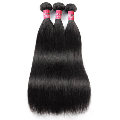 Virgin Indian Hair Bundles Straight Hair with 13*4 Lace Frontal