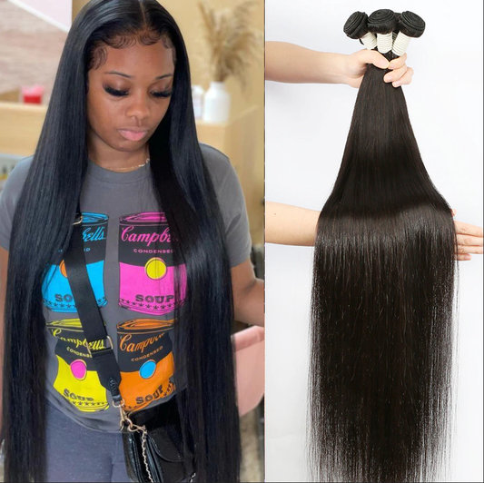 Mink Hair Brazilian Silky Straight Hair Weave 3 Bundles Natural Black