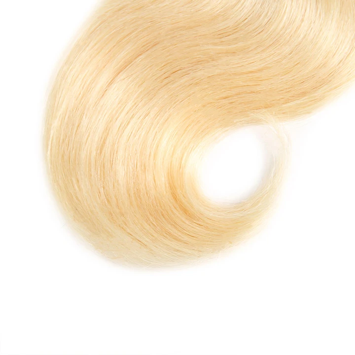613 Blonde Color Brazilian Body Wave With 4*4 Lace Closure 100% Unprocessed Human Hair Extension