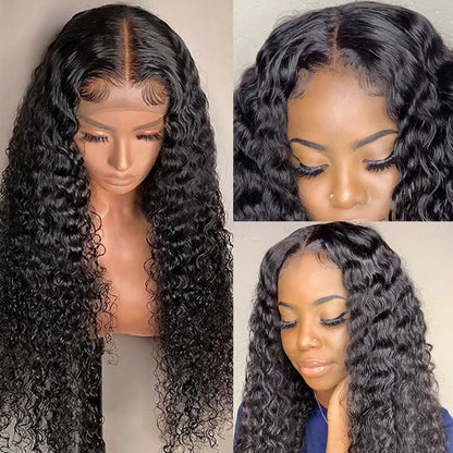 Glueless Deep Curly Lace Closure Wig 6x6 HD Lace Human Hair Wig Curly Hair with Pre-plucked