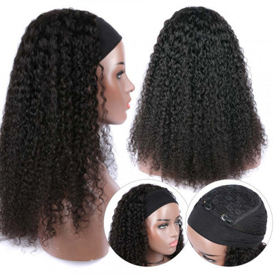 Glueless Curly Hair Headband Wigs Kinky Curly Human Hair Half Wigs with Headbands