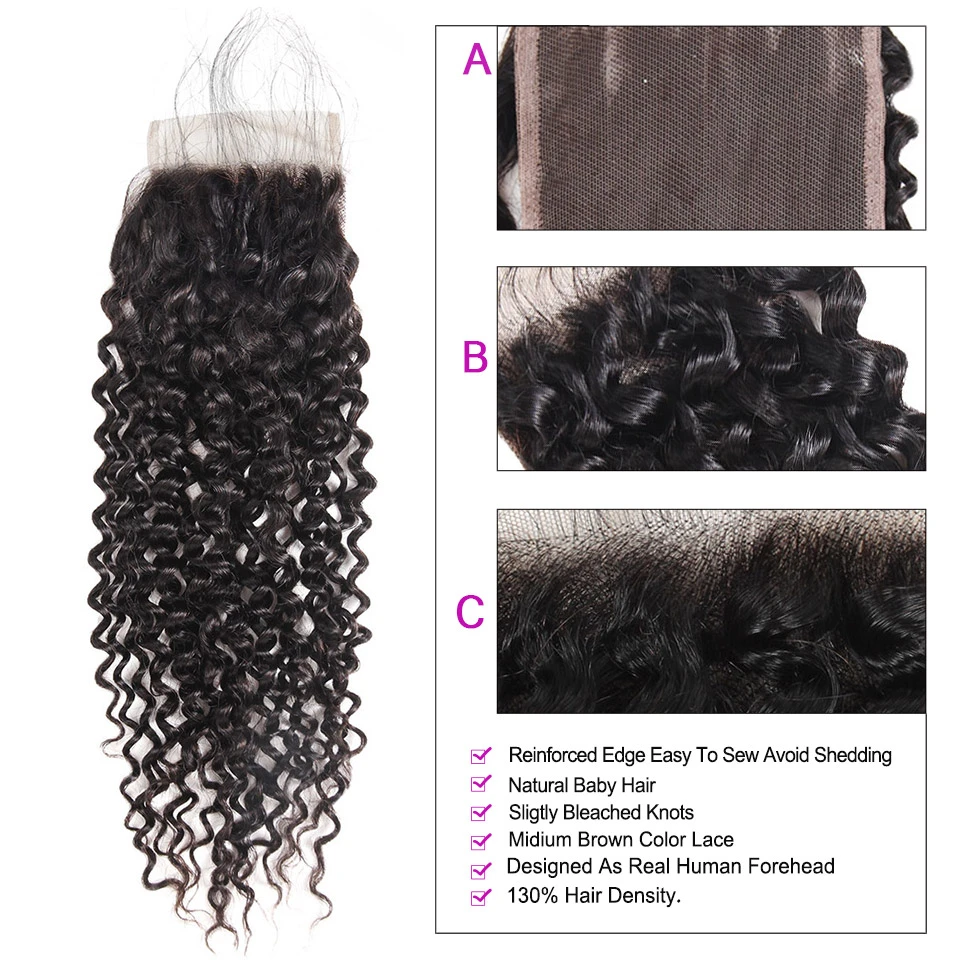 curly wave lace closure 4*4 swiss lace