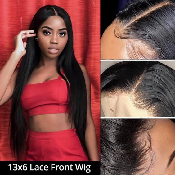 Glueless Straight 13x6 Transparent Lace Frontal Wig Pre Plucke Brazilian Straight Human Hair Wigs For Women