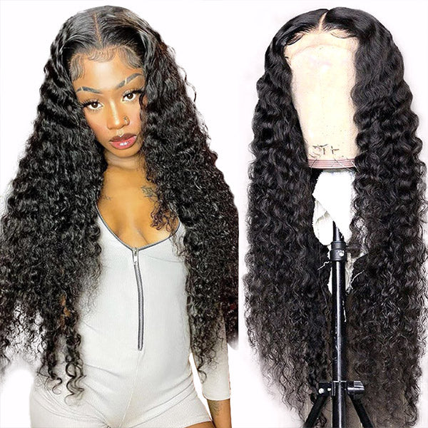 Deep Wave Wig 4x4 Lace Closure Wig HD Transparent Lace Wigs Affordable Human Hair Wigs Glueless Wigs