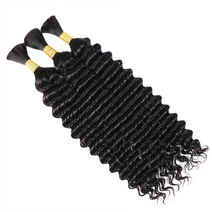 Bulk Human Hair Deep Wave Human Hair For Braiding 100% Unprocessed No Weft Human Hair Bulk Extensions