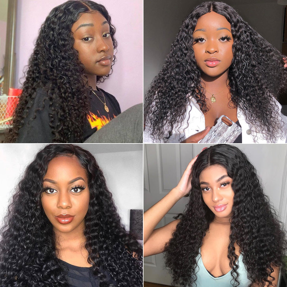 13x6 Lace Front Wig Deep Wave Frontal Wig Remy Human Hair Wigs 180% Density Pre-plucked Glueless Deep Wave Wig