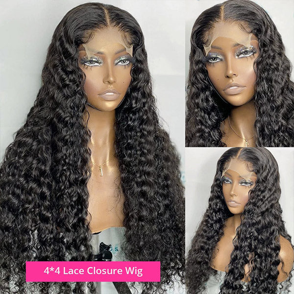 Deep Wave Wig Glueless Breathable Lace Closure Wig Human Hair 4x4 HD Deep Wave Wig