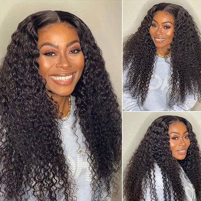 Deep Curly Lace Closure Wig 4x4 Undetectable Lace Wigs Deep Wave Lace Front Wig Glueless Wigs