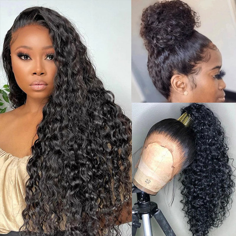 13x6 Lace Front Wig Deep Wave Frontal Wig Remy Human Hair Wigs 180% Density Pre-plucked Glueless Deep Wave Wig