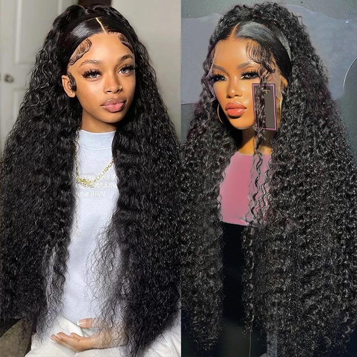 Deep Wave Lace Closure Wigs 5x5 Undetectable Swiss Lace Human Hair Glueless Wigs Full Ends