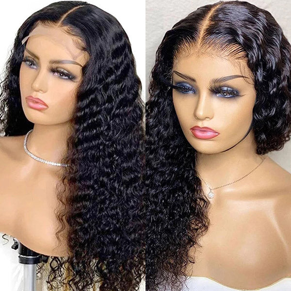 Deep Wave Wig 4x4 Lace Closure Wig HD Transparent Lace Wigs Affordable Human Hair Wigs Glueless Wigs