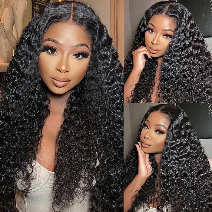 Deep Curly Lace Closure Wig 4x4 Undetectable Lace Wigs Deep Wave Lace Front Wig Glueless Wigs