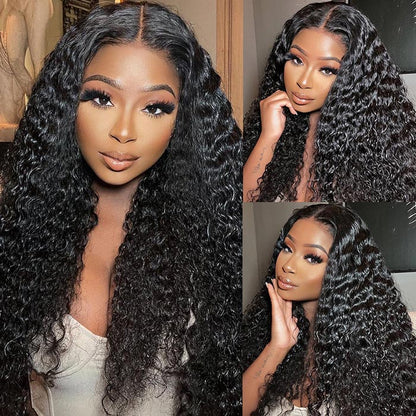 Deep Curly Lace Closure Wig 4x4 Undetectable Lace Wigs Deep Wave Lace Front Wig Glueless Wigs