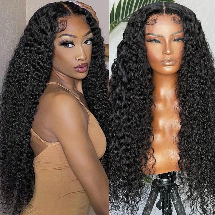 Deep Curly Lace Closure Wig 4x4 Undetectable Lace Wigs Deep Wave Lace Front Wig Glueless Wigs