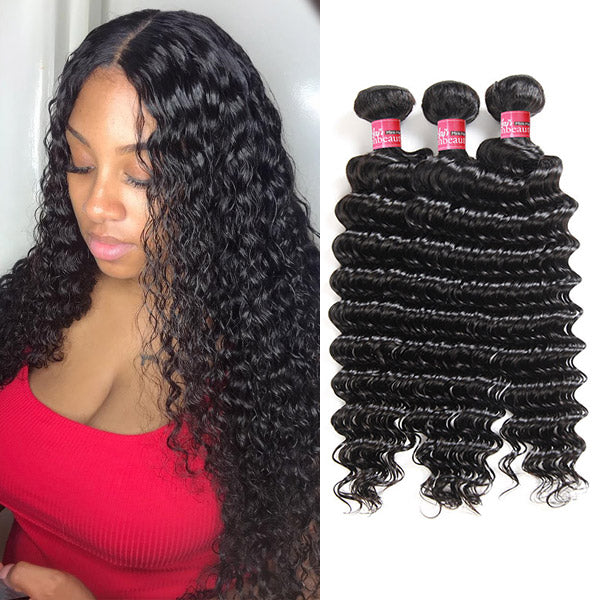 High Quality Indian Deep Curly Hair Weave 3 Bundles Deep Wave Human Hair Weave