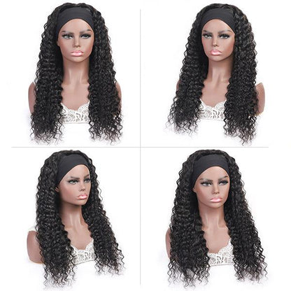 Headband Wigs Human Hair Deep Wave No Lace Wigs