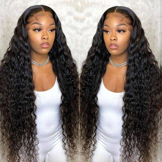 32inch Deep Wave Closure Wig 5x5 Lace Closure Wig Pre-plucked Deep Curly Wig HD Transparent Glueless Lace Wigs
