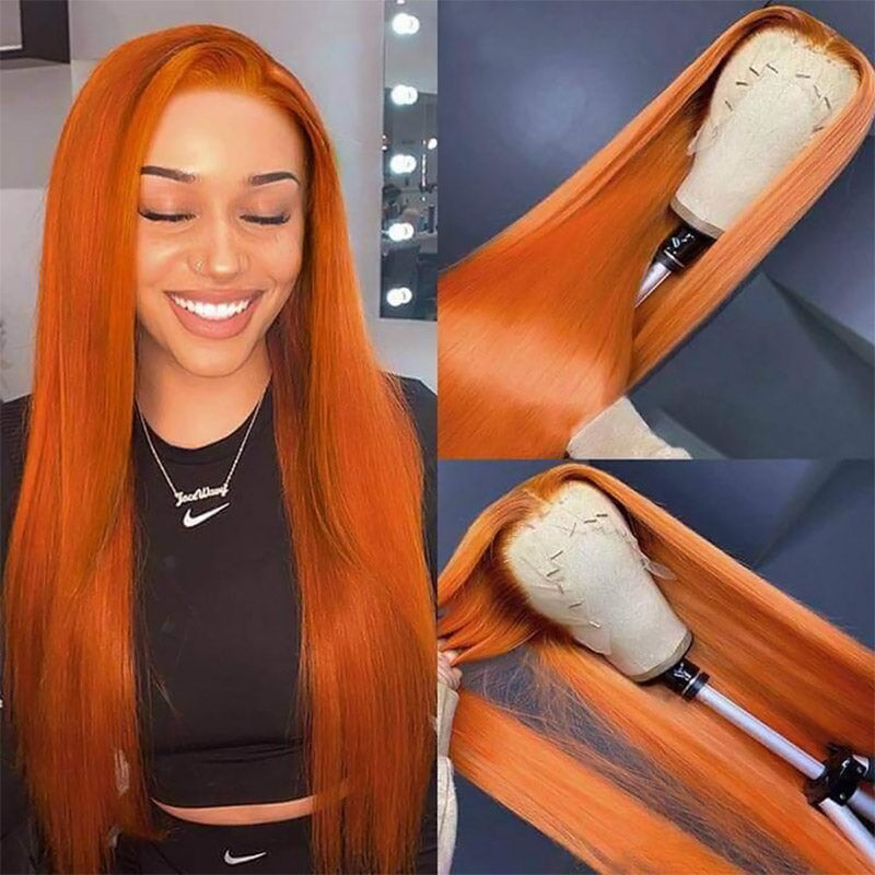 Ginger Lace Front Wig Straight Human Hair Wig 13x4 Lace Frontal Wig Glueless Wigs