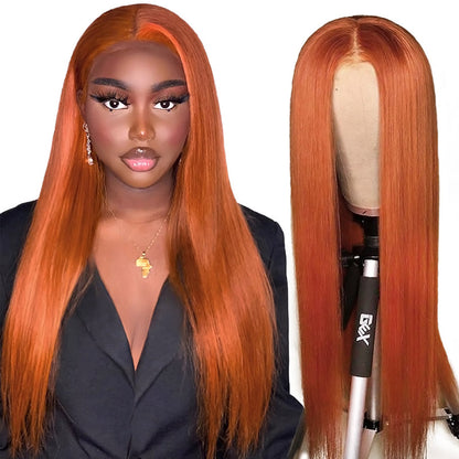 Ginger Lace Front Wig Straight Human Hair Wig 13x4 Lace Frontal Wig Glueless Wigs