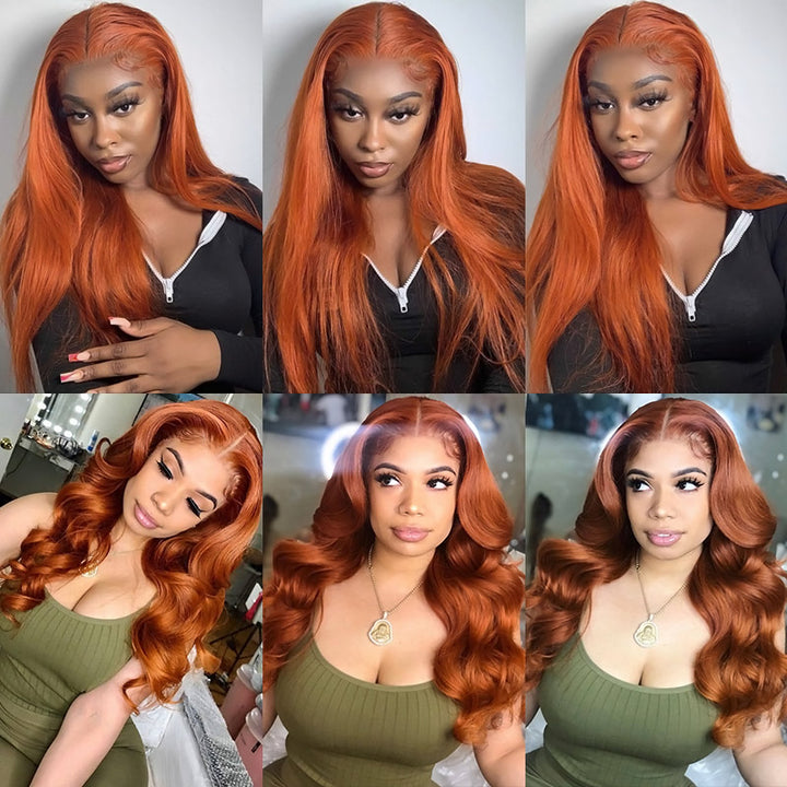 Ginger Lace Front Wig Straight Human Hair Wig 13x4 Lace Frontal Wig Glueless Wigs