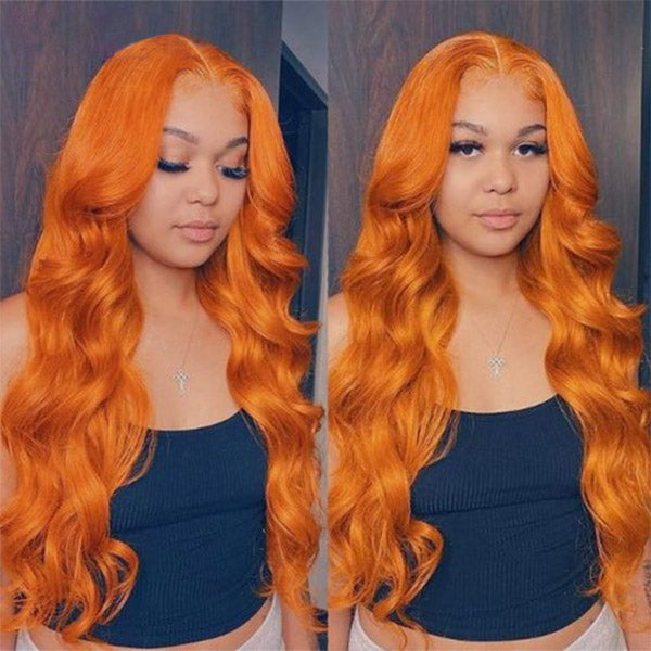 Ginger Lace Front Wigs Middle Part HD Lace Part Wigs with Natural Baby Hair 150% Density