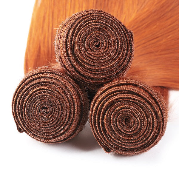 Ginger Ombre Color Silky Straight Hair 3 Bundles Human Hair Weave