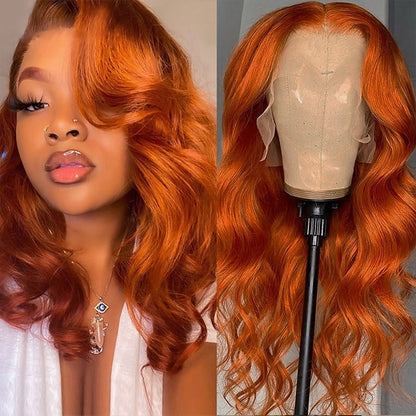 Glueless Ginger Human Hair Wig 13x4 Lace Front Wig Body Wave Hair Wigs Lace Frontal Wig 30 Inch