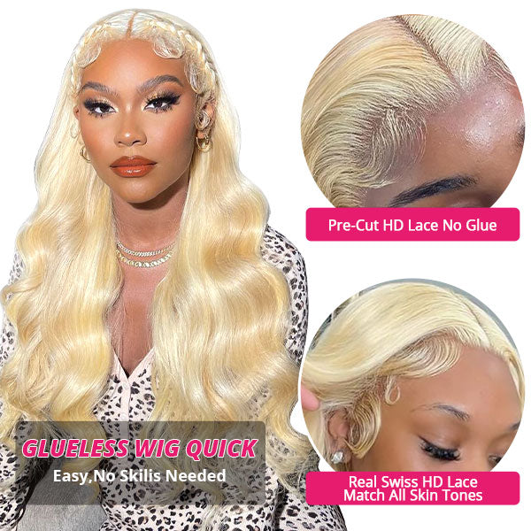 36 Inch Body Wave Lace Front Wig Honey Blonde 613 Color 13x4 Glueless Body Wave Wigs