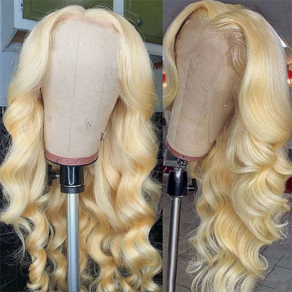 36 Inch Body Wave Lace Front Wig Honey Blonde 613 Color 13x4 Glueless Body Wave Wigs