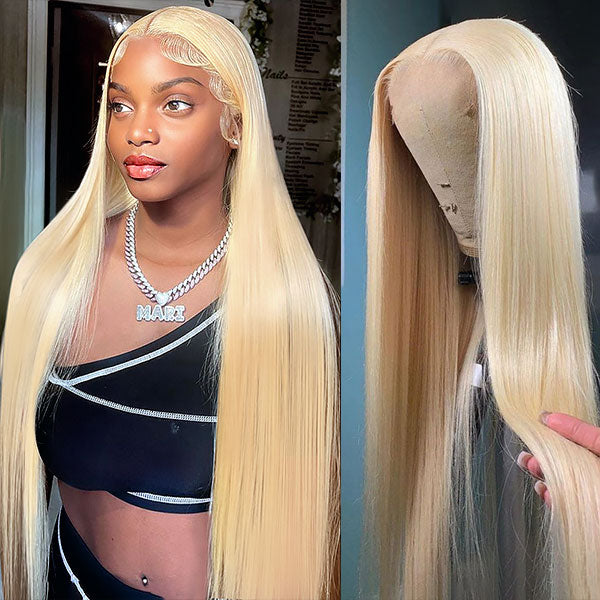 Blonde Lace Front Wig 40 Inch 13x4 HD Lace Wigs Glueless Human Hair Wig Bone Straight Wig Pre Cut Lace