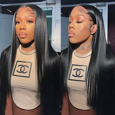 Bone Straight Glueless Lace Front Wigs 13x4 Frontal Wigs With Baby Hair Pre- Cut Human Hair Wigs