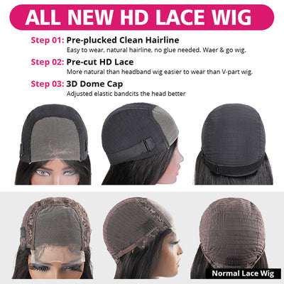 Deep Wave HD Lace Closure Wigs 4x4 Transparent Lace Wigs Glueless Wig No Glue Pre-Cut Human Hair Wigs