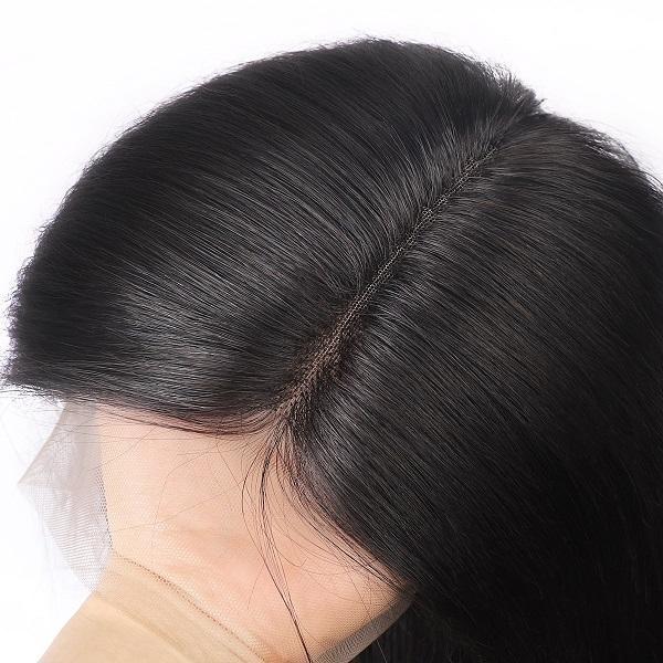 High Quality Straight Hair HD Transparent Middle Part T Lace Frontal Wigs