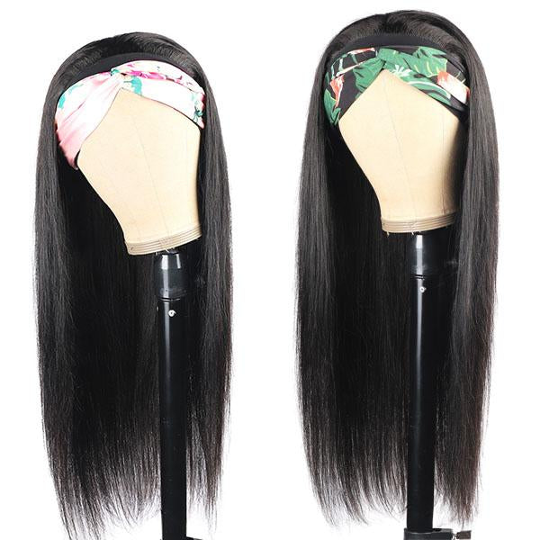 Straight Hair Headband Wig Brazilian Remy Hair Glueless Wig Natural Black