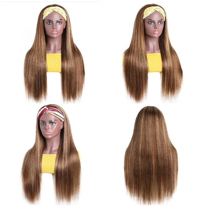 Highlight Headband Wigs Straight Human Hair Glueless Headband Wigs