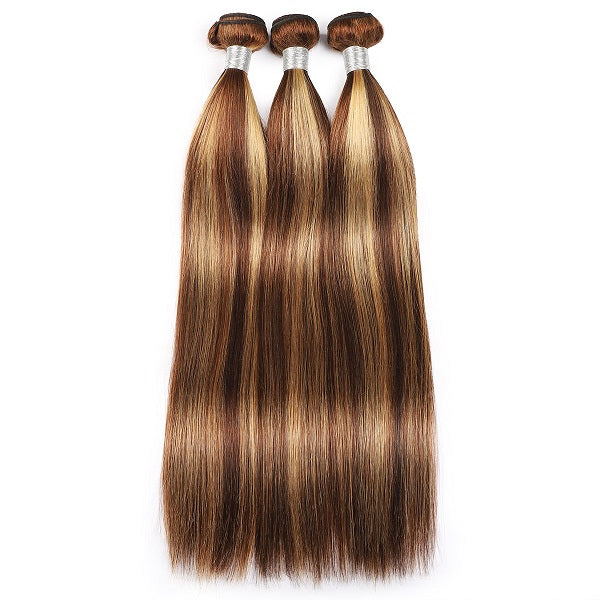 Honey Blonde Highlight Ombre Color Silky Straight Hair 3 Bundles Human Hair Weave