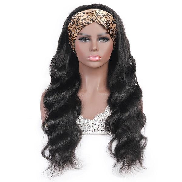 Body Wave Headband Wig Brazilian Human Hair Glueless Wig Natural Black