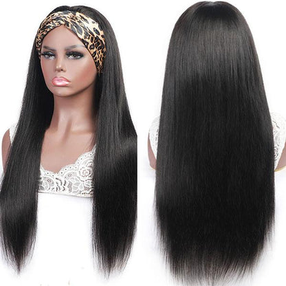 Straight Hair Headband Wig Brazilian Remy Hair Glueless Wig Natural Black