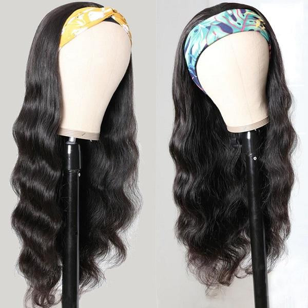 Body Wave Headband Wig Brazilian Human Hair Glueless Wig Natural Black