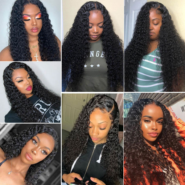 kinky curly wave lace frontal human hair wig