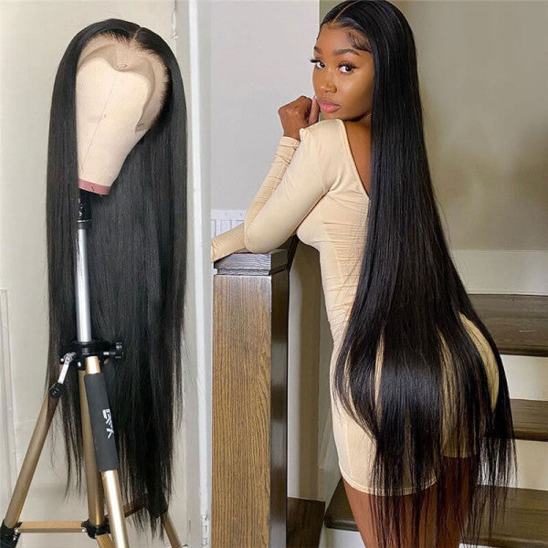 13x4 HD Lace Front Wig Wear and Go Straight Human Hair Wig Bleached Knots Glueless Lace Wig 200% Density